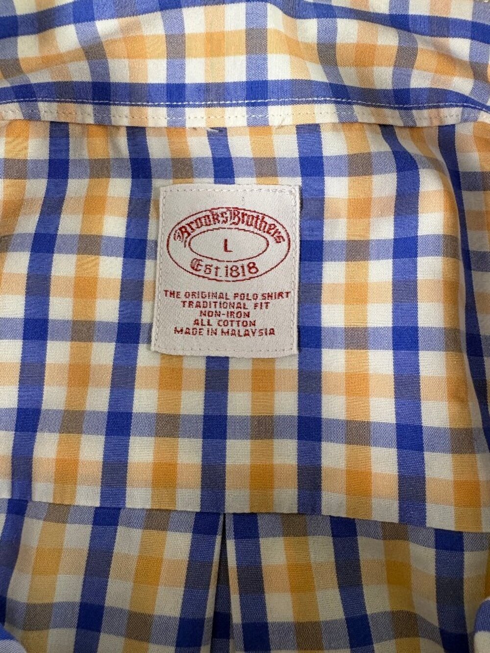 Brooks Brothers Traditional Fit Non-Iron Check Button Down Shirt Men’s L - Picture 3 of 7